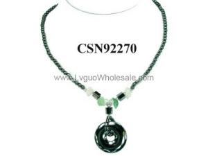 Hematite Donut Pendant Beads Stone Chain Choker Fashion Women Necklace